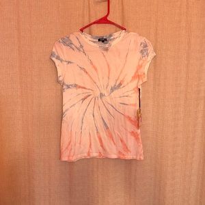 Large Tie Dye t-shirt light blue peach white